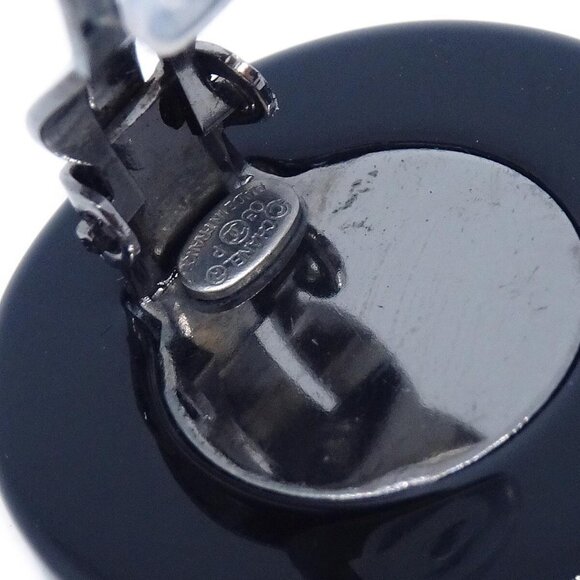 Chanel Button Earrings Clip-On Black - Picture 4 of 4